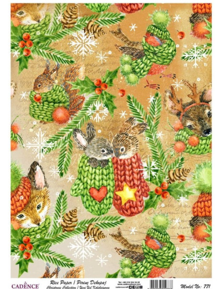 Cadence Rispapir Julebaggrund 30x42 cm 771