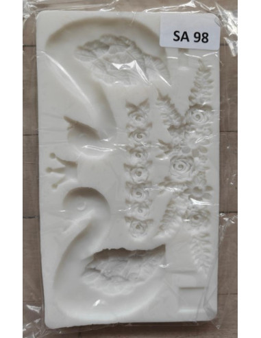 Silikoneform med svaner og roser 12x20 cm SA-98