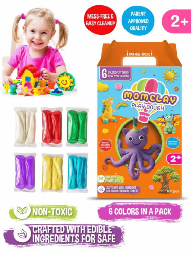 Momclay fra Smarta er et sæt med seks farverige modellervokser