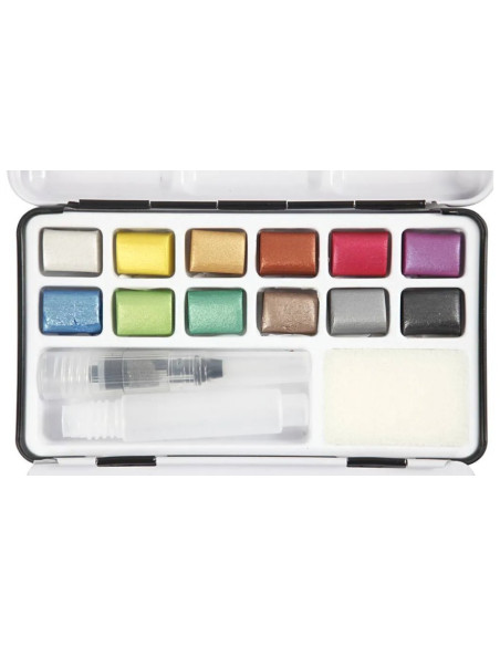 Høj farvepigmentering i disse metallic akvarelfarver