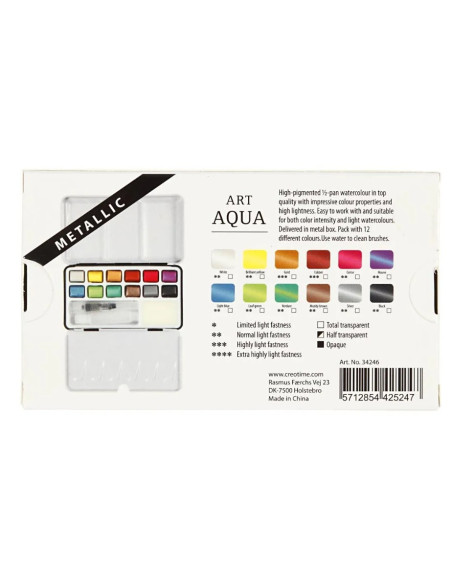 Høj farvepigmentering i disse metallic akvarelfarver