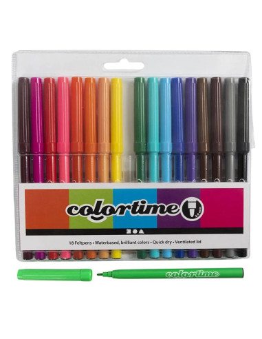 18 stk kvalitets tusser med 2 mm spids til farvelægning og tegning