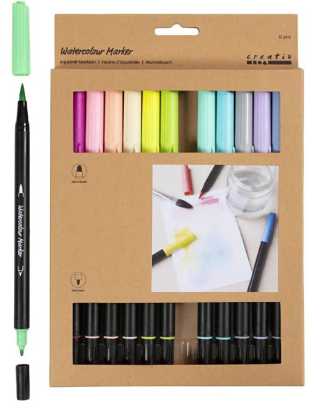 Smukke akvareltusser i pastelfarver. Indeholder 12 stk