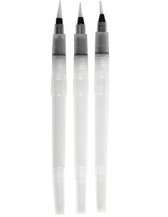 Vandpensler til akvarelmaling indeholder 3 stk