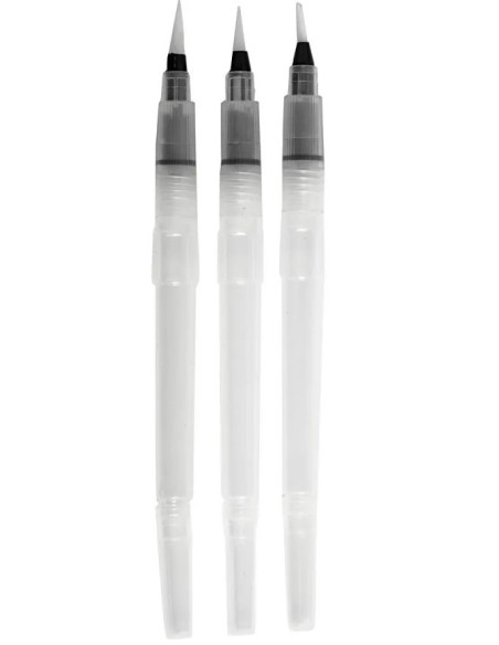 Vandpensler til akvarelmaling indeholder 3 stk