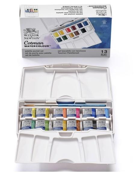 Winsor Newton Cotman watercolour pocket box plus 12 farver 0390373
