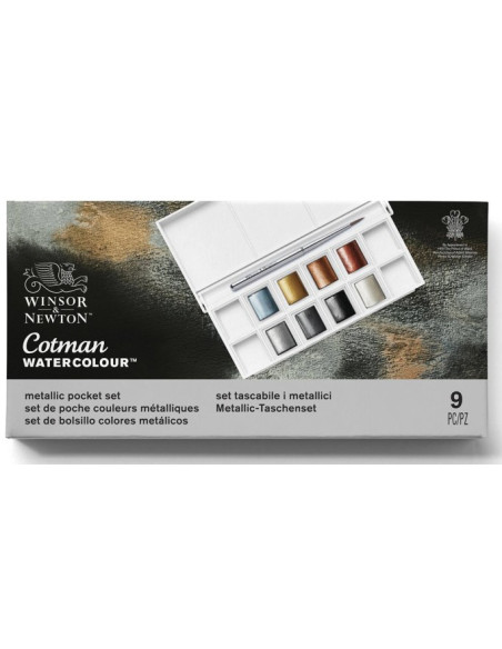 Winsor & Newton Cotman Metallic Akvarelsæt – 8 halve pans