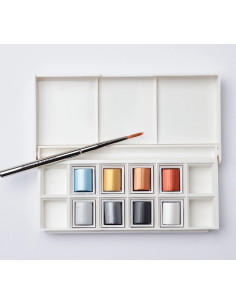 Winsor & Newton Cotman Metallic Akvarelsæt – 8 halve pans