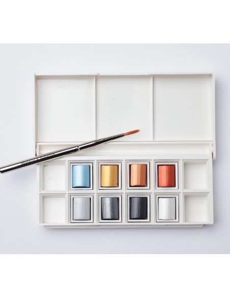 Winsor & Newton Cotman Metallic Akvarelsæt – 8 halve pans