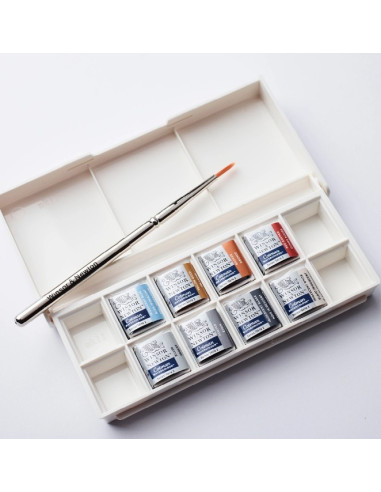 Winsor & Newton Cotman Metallic Akvarelsæt – 8 halve pans