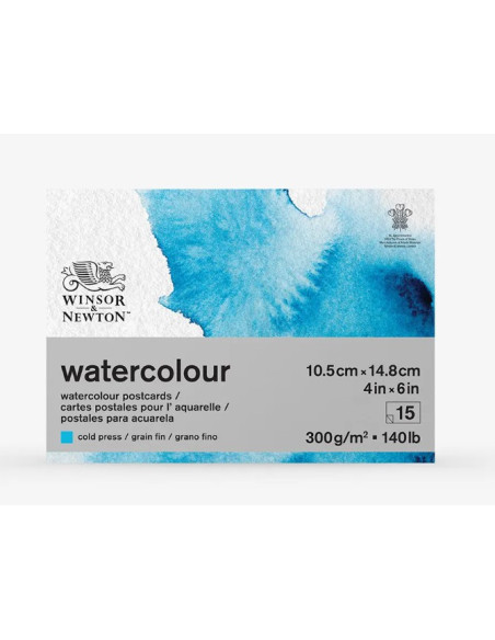 God akvarelblok formet som postkort på bagsiden fra Winsor og Newton