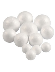 Pakke med 3 forskellige størrelser styroporkugler, 4 stk. af hver. 2