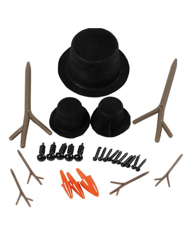 Lav sjove snemænd i ler og brug disse arme, hat, øjne mm