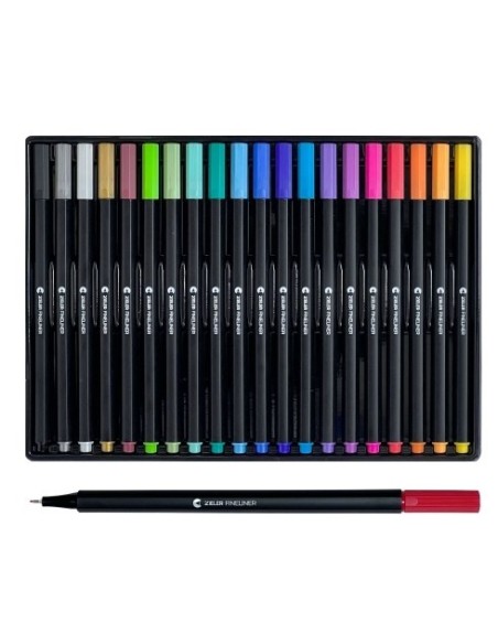 . Farverigt sæt med 20 fineliners i assortered æske fra zieler