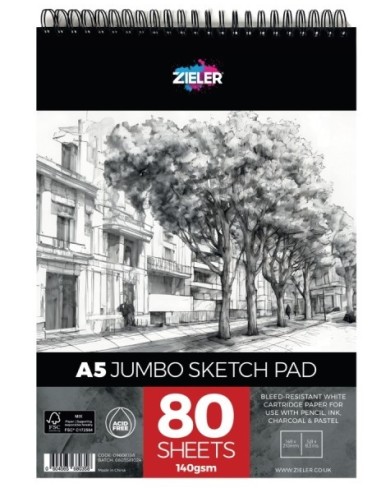 ZIELER Topspiral A5 140g Praktisk og solid  og godskitse bog