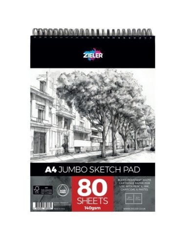 ZIELER Skitsebog Topspiral A4 140g  Indeholder 80 sider