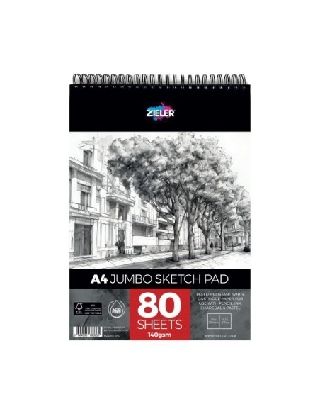 ZIELER Skitsebog Topspiral A4 140g  Indeholder 80 sider