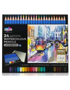 ZIELER Akvarelblyanter 24 stk Sæt med 24 akvarelblyanter i fin æske