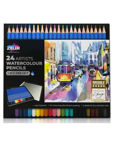 ZIELER Akvarelblyanter 24 stk Sæt med 24 akvarelblyanter i fin æske