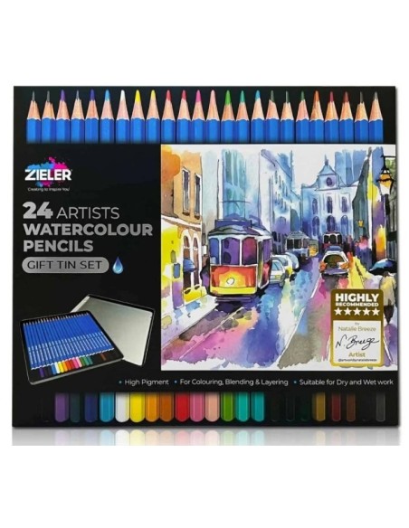 ZIELER Akvarelblyanter 24 stk Sæt med 24 akvarelblyanter i fin æske