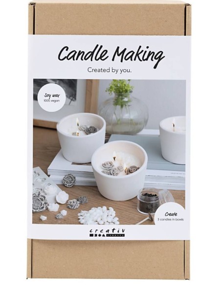 Med Creativity in a Box kan du lave tre stilrene, luksuriøse soyalys