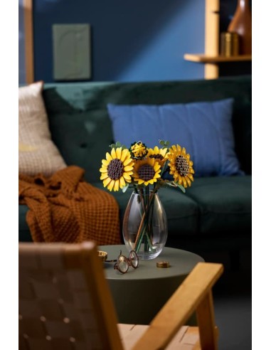 Solsikker symboliserer glæde, kærlighed og held, smuk lego buket