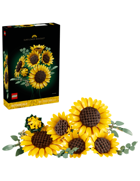 Solsikker symboliserer glæde, kærlighed og held, smuk lego buket