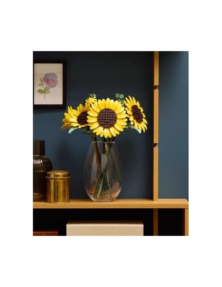 Solsikker symboliserer glæde, kærlighed og held, smuk lego buket