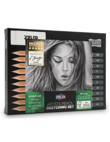Komplet tegnesæt med blyanter i alle hårdheder fra Zieler
