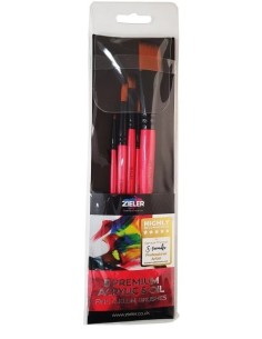 ZIELER penselsæt – 5 stk til akryl & olie