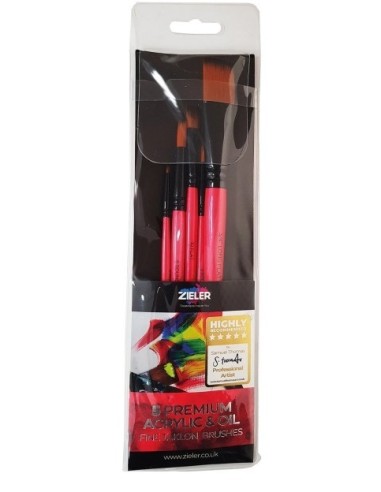 ZIELER penselsæt – 5 stk til akryl & olie