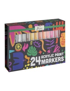 Slip kreativiteten løs med 24 kraftige akryl marker i flot æske
