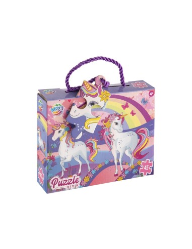 jovt og farverigt Moxy Puzzle Girls puslespil med 45 brikker