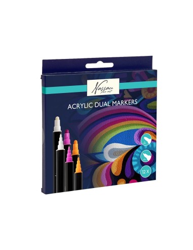 Kreativt sæt med 12 akrylmarkers fra Nassau Fine Art
