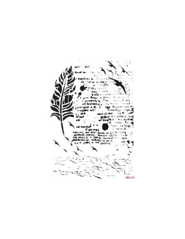 Stencil 21x30 cm Tekst og fugle MA-69