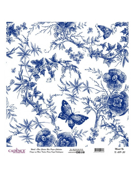 Rispapir m blomster (K 009) 90x90 cm