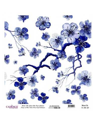 Rispapir m blomster (K 015) 90x90 cm
