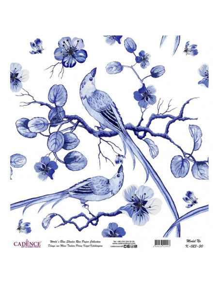 Rispapir m blomster (K 023) 90x90 cm
