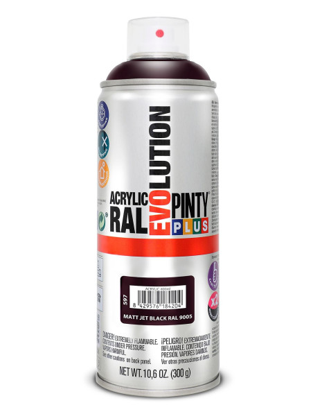 Pinty Plus Acryl spray RAL 9005 Sort mat ell blank