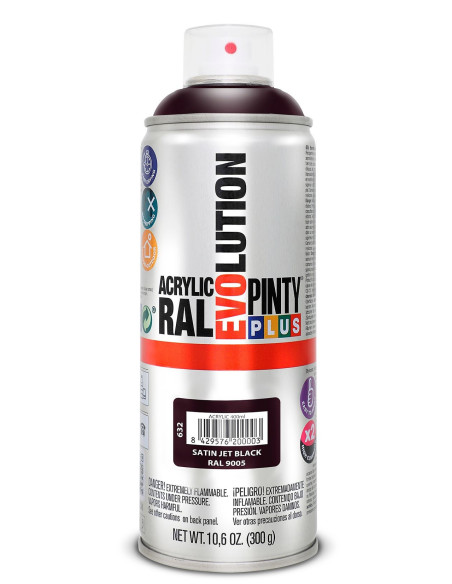 Pinty Plus Acryl spray RAL 9005 Sort mat ell blank