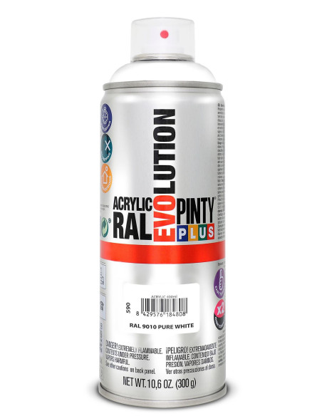 Pinty Plus Acryl spray RAL 9010 Hvid MAT ELL BLANK