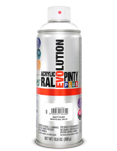 Pinty Plus Acryl spray RAL 9010 Hvid MAT ELL BLANK