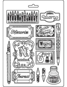 Stamperia blød form med Ink and labels (K3PTA481) 29x21 cm