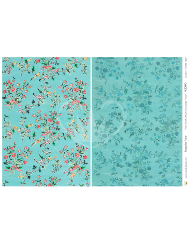 Posh Chalk Decoupage papir Turquouise floral A3 PCD090