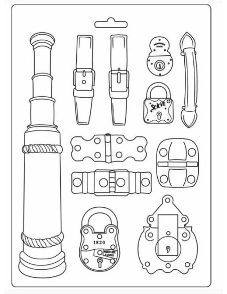 Stamperia blød form Bælter og spænder (K3PTA484) 29x21 cm