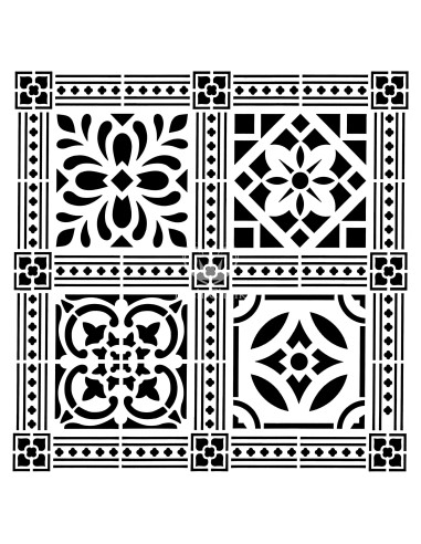 Posh Chalk Stencil Victorian Tile 50x50cm (PCS043)