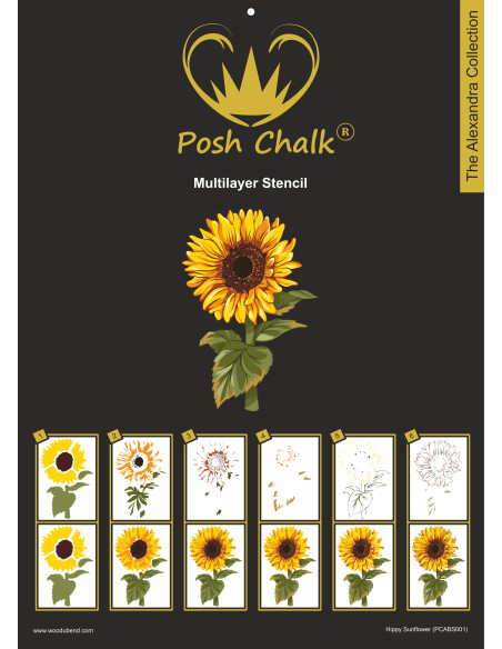 Posh Chalk Lag på lag Stencil Hippy Sunflower 39x26cm
