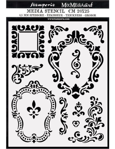 Stamperia stencil Alice frames 20X25 cm (kstd092)