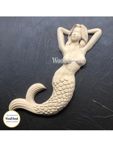 Woodubend træornament Havfrue WUB2284 27x11,5cm