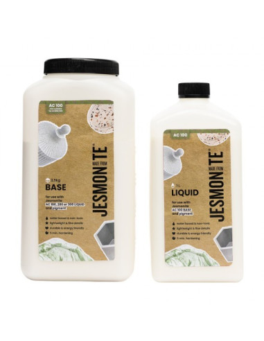 Jesmonite sæt AC100 med 1000 ml akrylvæske og 2500 g pulver